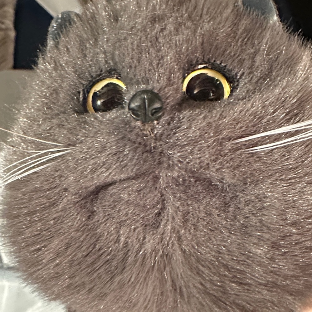 Adorably cute fluffy Cat Purse Plush Soft cat tail zipper Gray $122 handmade - Picture 2 of 8
